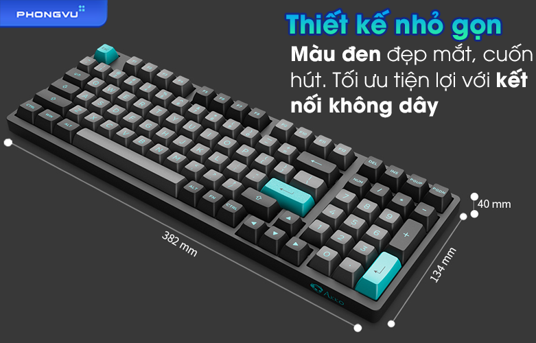 Bàn phím cơ AKKO 3098B Multi-modes Black & Cyan | Thiết kến nhỏ gọn