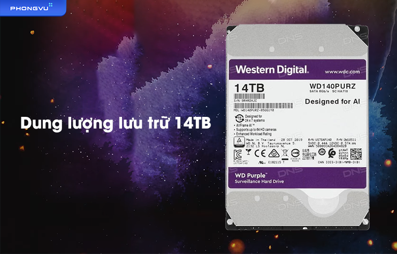 HDD WD Purple 14TB 3.5 inch 7200RPM - WD141PURP | Dung lượng 14TB