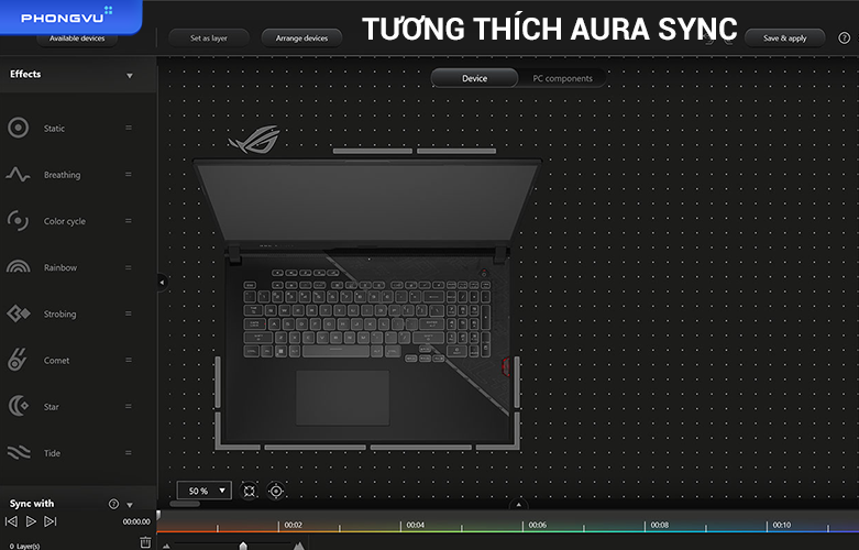 Laptop Asus G733CX-LL6789W ROG Strix SCAR | Tương thích  Aura sync