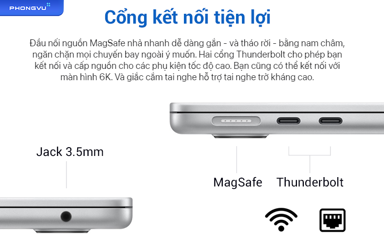 MacBook Air M2 13.6 inch Z15S00092 | Cổng kết nối tiện lợi