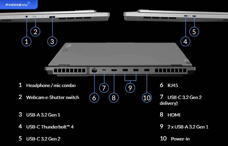 Laptop Lenovo Legion 5 15IAH7H - 82RB0048VN |  Cổng kết nối