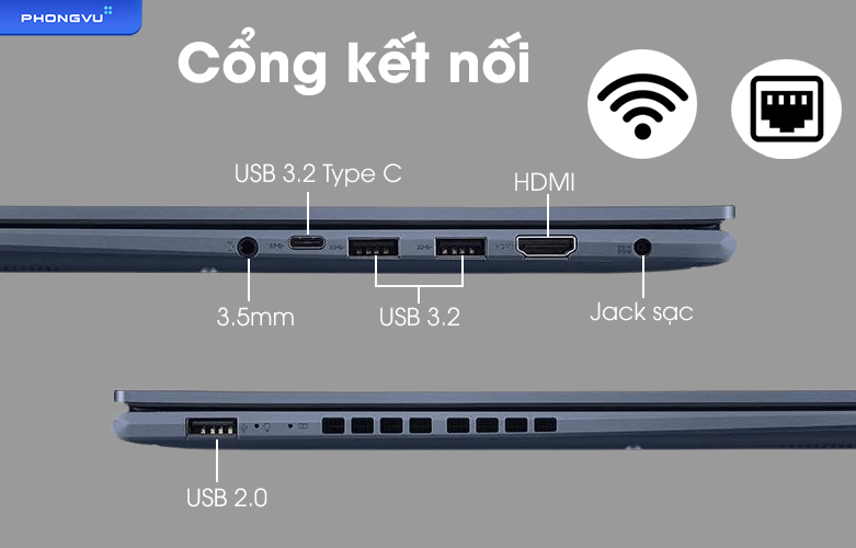 Laptop Asus Vivobook X1402ZA-EB100W | Cổng kết nối