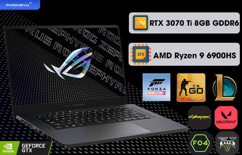 Asus ROG Zephyrus G15 hiệu năng vượt trội nhờ chip AMD Ryzen 9 6900HS - GPU RTX 3070 Ti 8GB GDDR6
