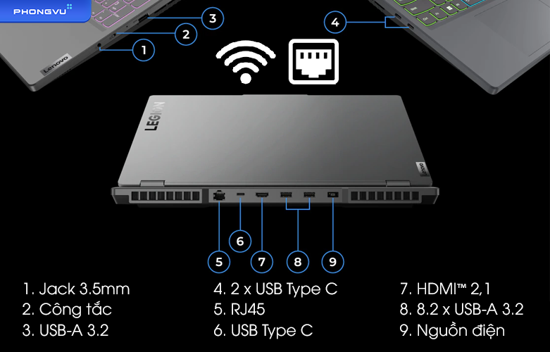 Laptop Lenovo Legion 5 15ARH7H 82RD004UVN | Kết nối