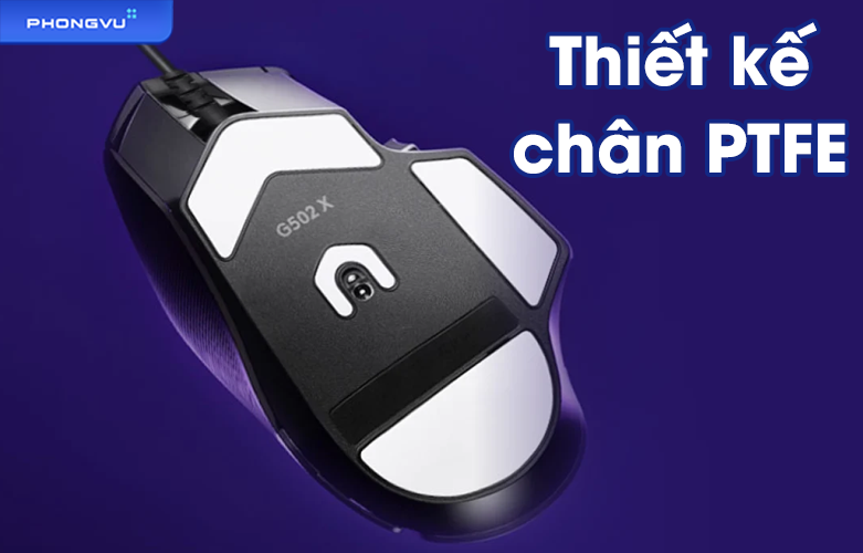 Chuột gaming Logitech G502 X | Thiết kế chân PTFE