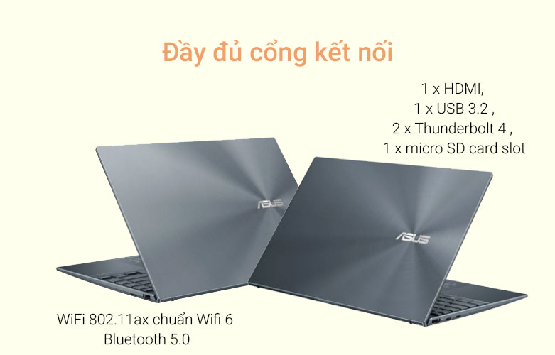 Laptop ASUS ZenBook UX325EA-KG658W| Đầy đủ cổng kết nối 