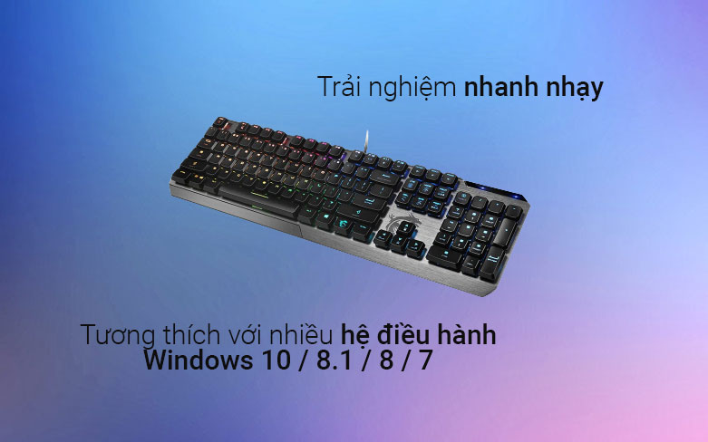 Bàn phím cơ gaming MSI Vigor GK50 Low Profile (Đen) | trải nghiệm nhanh nhạy