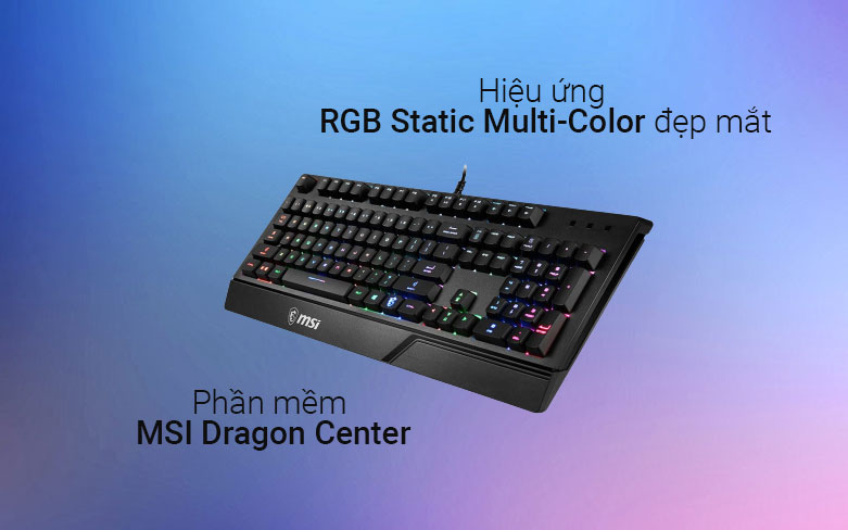 Bàn phím gaming MSI Vigor GK20 (Đen) | hiệu ứng RGB đẹp mắt