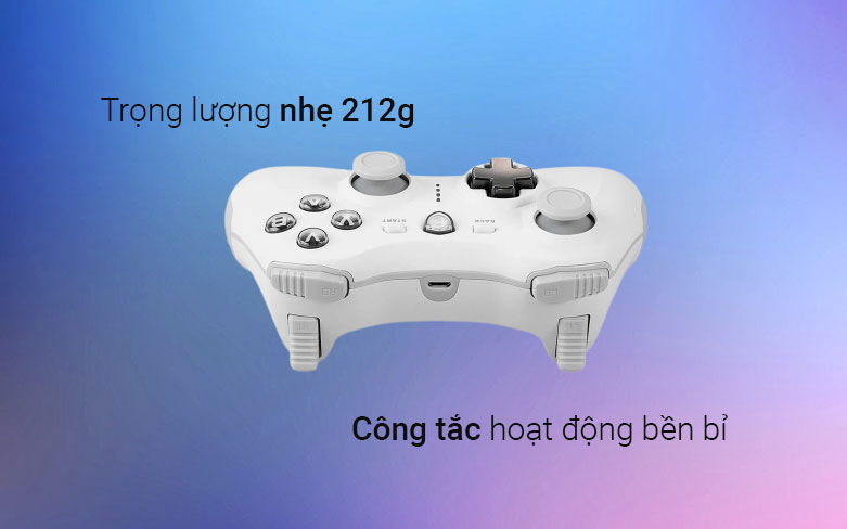 Tay cầm gamepad không dây MSI GC30 V2 (Trắng) | Trọng lượng nhẹ 212g, công tắc hoạt động bền bỉ