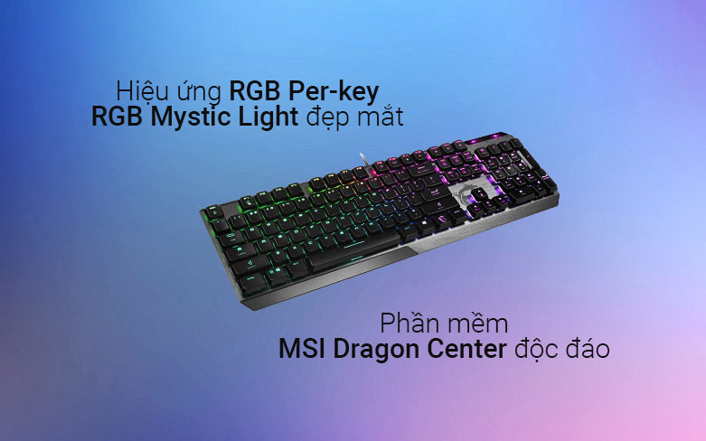 Bàn phím cơ gaming MSI Vigor GK50 Low Profile (Đen) | hiệu ứng RGB đẹp mắt