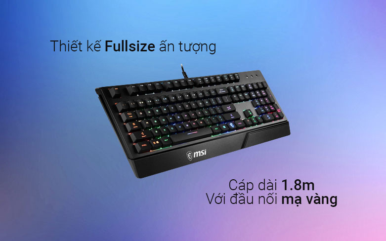 Bàn phím gaming MSI Vigor GK20 (Đen) | Thiết kế Fullsize ấn tượng