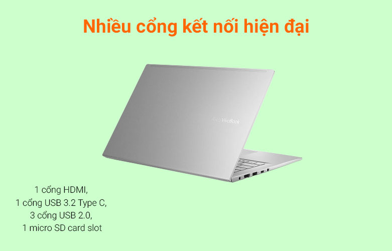 Máy tính xách tay/ Laptop Asus A415EA-EB1750W (i3-1125G4) (Bạc) | Cài sẵn Windows 11, nhiều cổng kết nối hiện đại