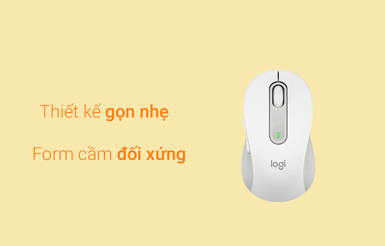 Chuột không dây Logitech M650 (Trắng) (910-006264) | Thiết kế gọn nhẹ tính tế, form cầm đối xứng thoải mái