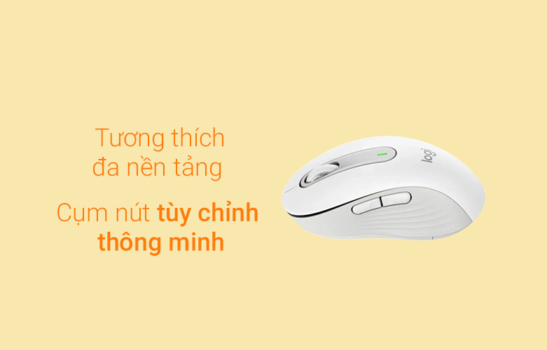 Chuột không dây Logitech M650 (Trắng) (910-006264) | Kết nối tương thích với nhiều nền tảng, cụm nút tùy chỉnh thông minh