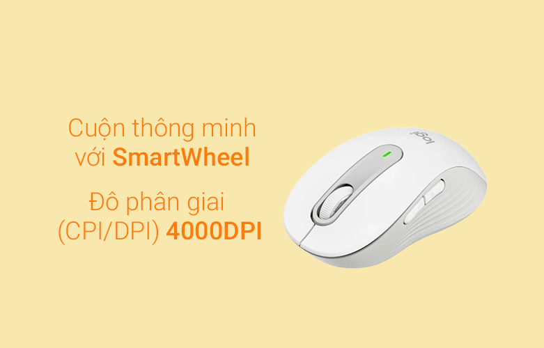 Chuột không dây Logitech M650 (Trắng) (910-006264) | Cuộn thông minh với SmartWheel, độ phân giải (CPI/DPI) 4000DPI