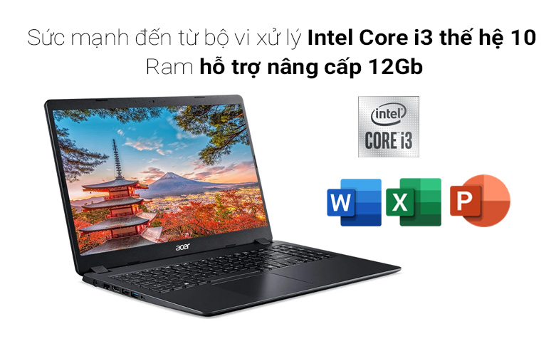 Laptop ACER Aspire 3 A315-56-38B1 (NX.HS5SV.00G) | vi xử lý mạnh mẽ