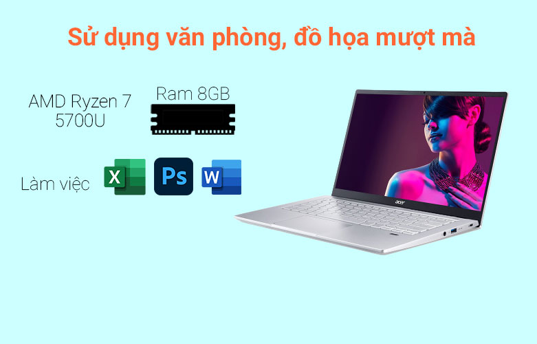 Laptop Acer Swift 3 SF314-43-R52K | chip xử lý mạnh mẽ