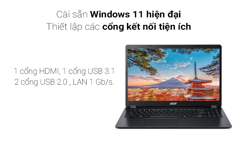 Laptop ACER Aspire 3 A315-56-38B1 (NX.HS5SV.00G) | win 11 hiện đại