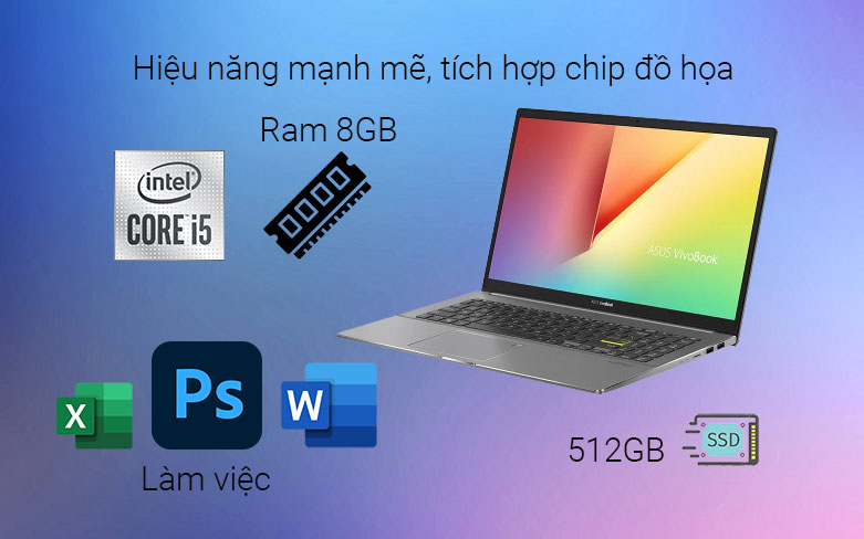 Laptop Asus S533EA-BN462W (i5-1135G7) (Đen)| HIệu năng mạnh mẽ