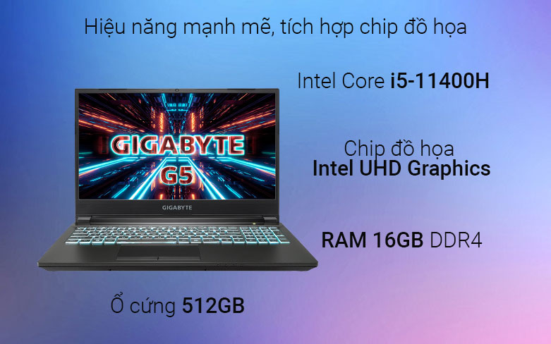 Laptop Gigabyte G5 GD-51S1123SO | Hiệu năng mạnh mẽ