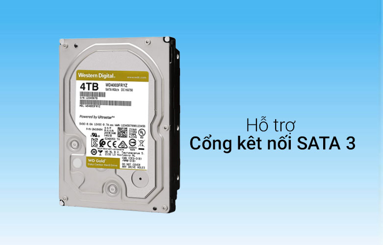 Ổ cứng HDD Desktop WD Gold 4TB (WD4003FRYZ) | Hỗ trợ kết nối sata 3