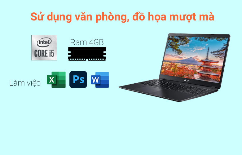 Laptop ACER Aspire 3 NX.HS5SV.00J A315-56-58EG | Hiệu năng mạnh mẽ