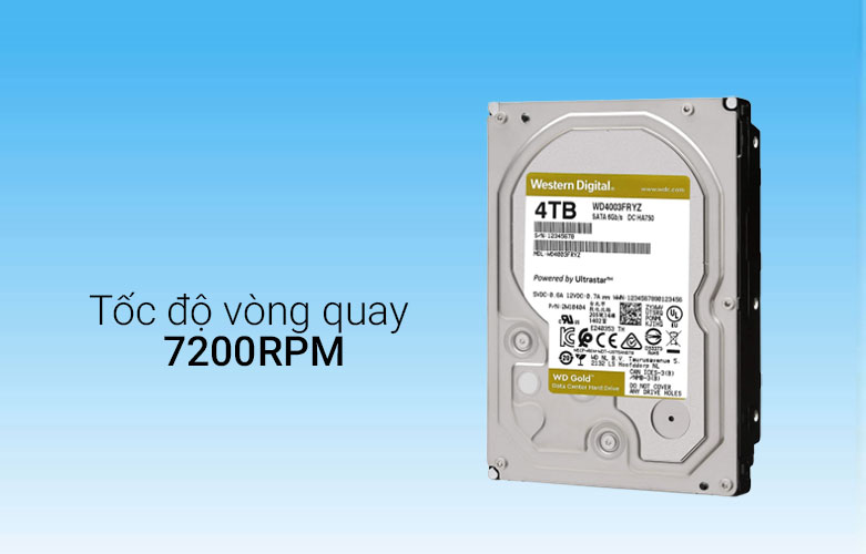 Ổ cứng HDD Desktop WD Gold 4TB (WD4003FRYZ) | Tốc độ nhanh