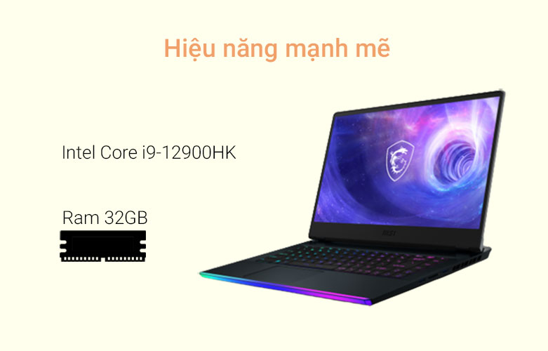 Laptop MSI Raider GE66 12UGS 405VN  | Hiệu năng mạnh mẽ