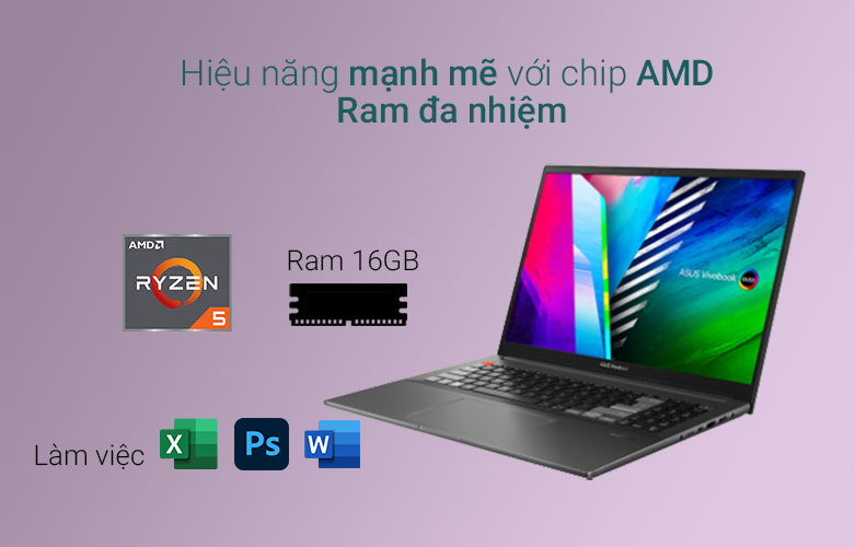 Laptop ASUS Vivobook Pro M7600QC-L2077W 90NB0V81-M001B0 | Hiệu năng mạnh mẽ