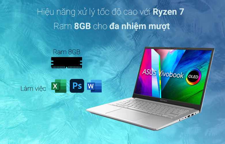 Asus Pro 14 OLED trang bị Ryzen 7, Ram 8GB cho đa nhiệm mượt