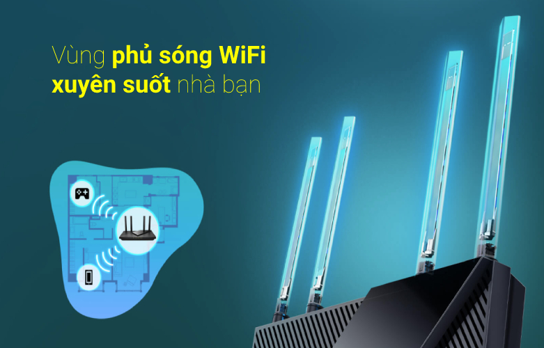 Thiết bị mạng Wifi 6 TP-Link Archer AX55 | Ăng ten phủ sóng rộng