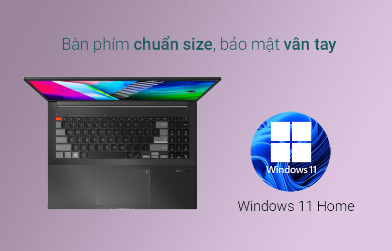 Laptop ASUS Vivobook Pro M7600QC-L2077W 90NB0V81-M001B0 | Bàn phím chuẩn size có vân tay