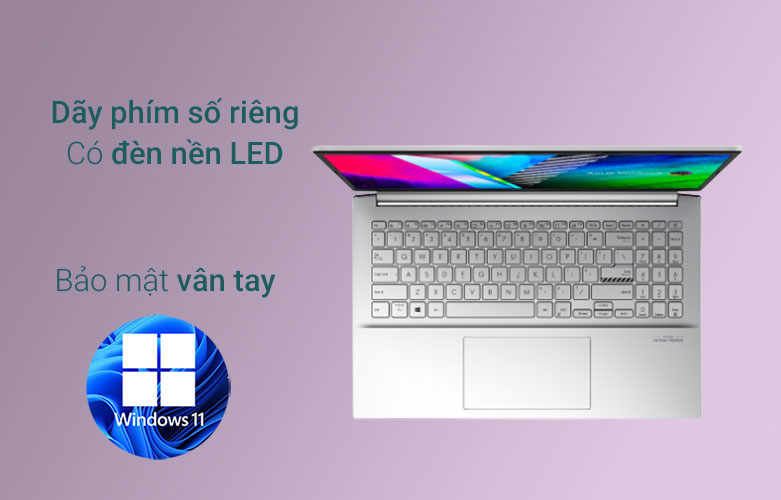 Laptop ASUS Vivobook Pro M3500QC-L1388W | Bàn phím có led bảo mật vân tay