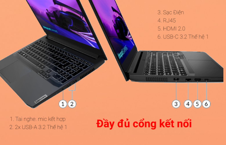 Laptop Lenovo IdeaPad Gaming 3 15ACH6 82K2008WVN | Đa dạng cổng kết nối
