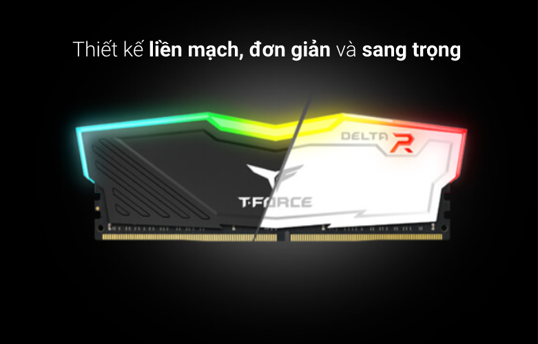 RAM desktop TEAM T-Force Delta Black RGB| Thiết kế liền mạch