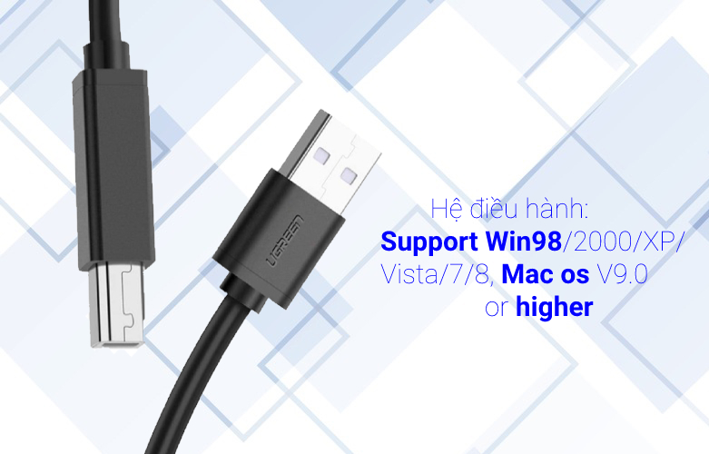 Cáp máy in USB 2.0 10m Ugreen 10374 | Tương thích hệ điều hành