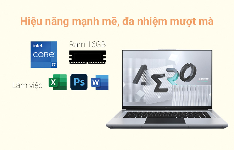 Laptop GIGABYTE AERO 16 XE5 73VN938AH | Hiệu năng mạnh mẽ