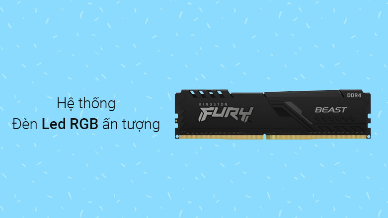 Ram Desktop Kingston Fury Beast 16GB DDR4 3200MT/s | Đèn led nổi bật