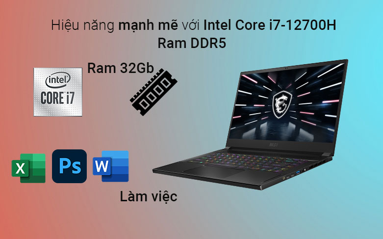 Laptop MSI Stealth GS66 12UGS-227VN (Đen) | Hiệu năng mạnh mẽ