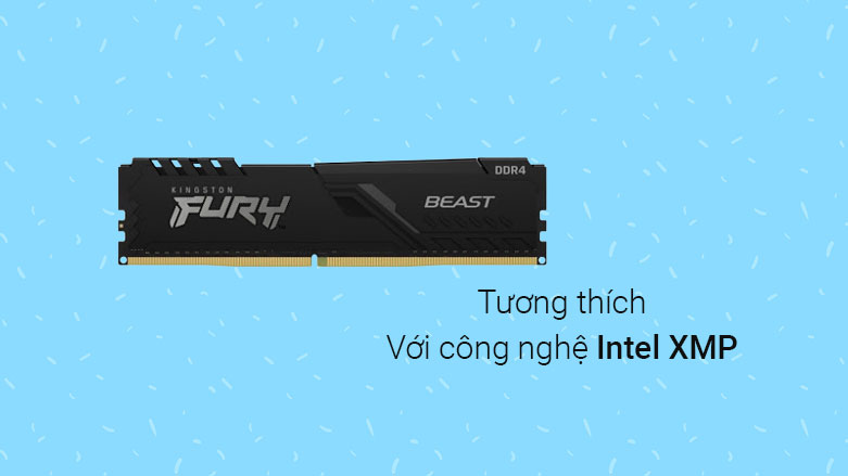 Ram Desktop Kingston Fury Beast 16GB DDR4 3200MT/s | Tương thích công nghệ Intel