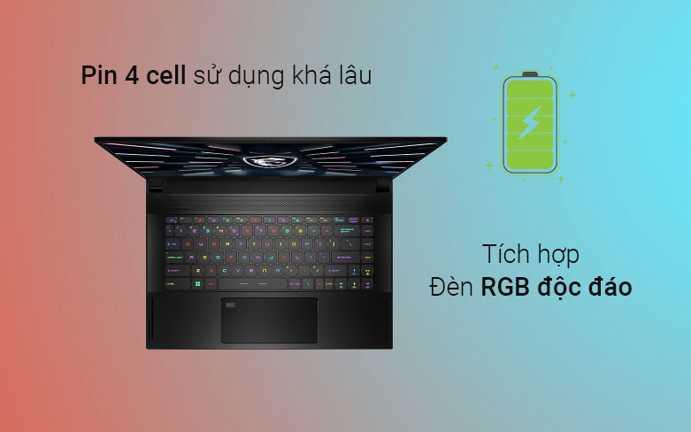 Laptop MSI Stealth GS66 12UGS-227VN (Đen) | Dung lượng pin ổn định