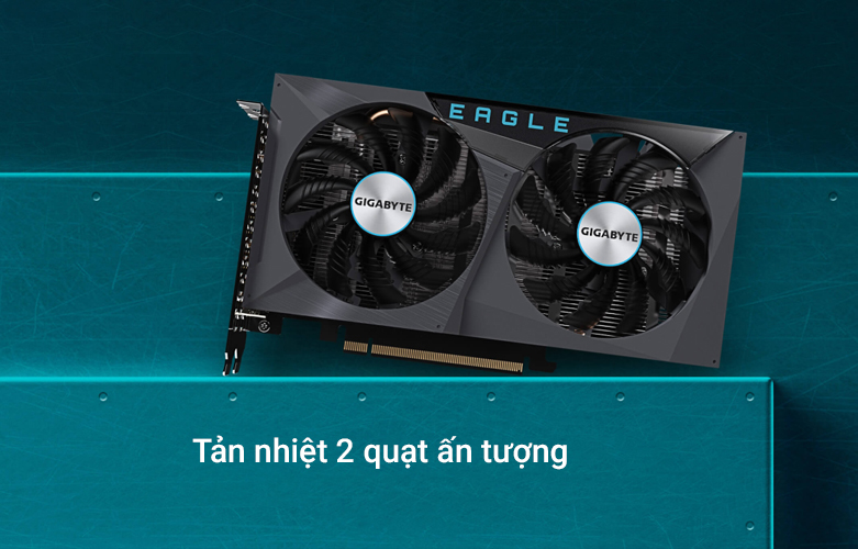 Card màn hình GIGABYTE GeForce RTX 3050 EAGLE OC | Tản nhiệt 2 quạt ấn tượng