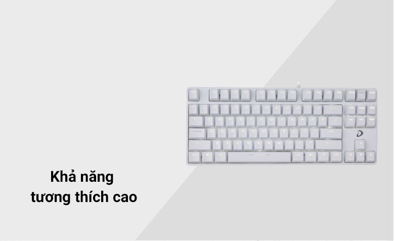 Bàn phím cơ DareU EK87 White Blue D Switch (Trắng) | Khả năng tương thích cao