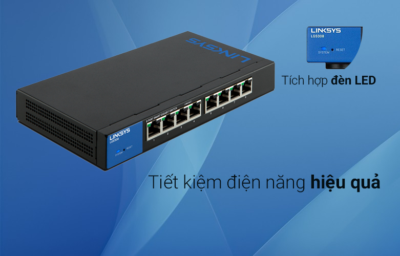 Smart Switch 8-PORT POE LINKSYS LGS308-AP | tiết kiệm điện năng hiệu quả