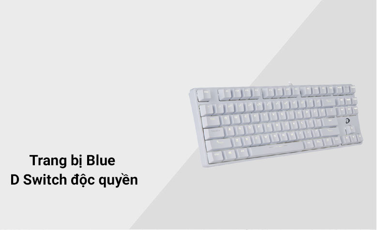 Bàn phím cơ DareU EK87 White Blue D Switch (Trắng) | Trang bị blue D độc quyền
