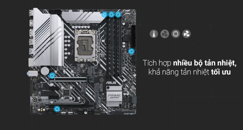 Mainboard ASUS PRIME Z690M-PLUS D4 | Tích hợp nhiều bộ tản nhiệt