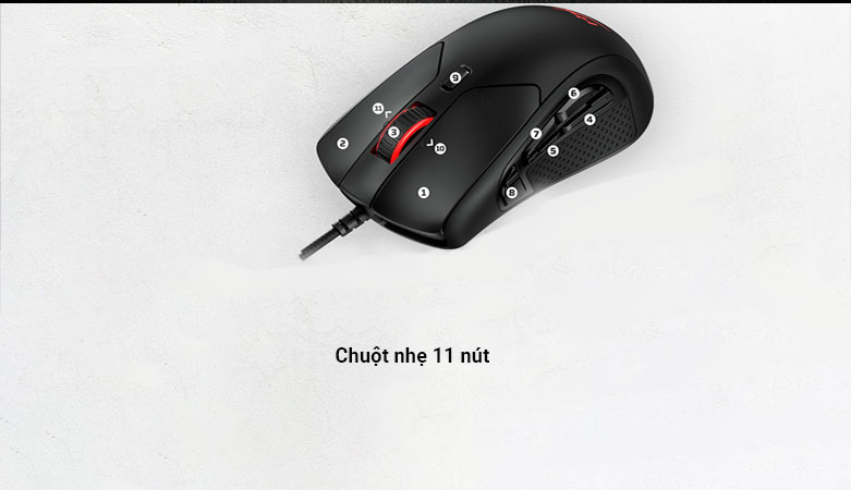 Kingston HyperX Pulsefire Raid | Chuột nhẹ 11 nút