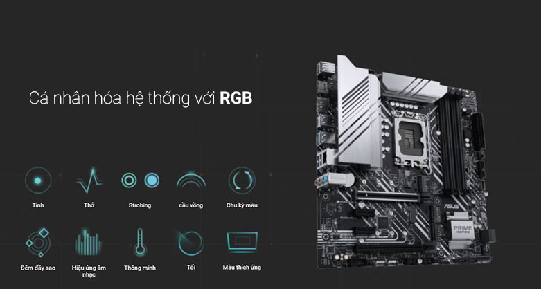 Mainboard ASUS PRIME Z690M-PLUS D4 | Cá nhân hóa hệ thống với RGB