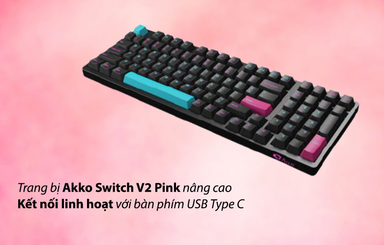 Bàn phím cơ Akko 3098 DS Midnight R2 Akko Pink Switch | Kết nối linh hoạt