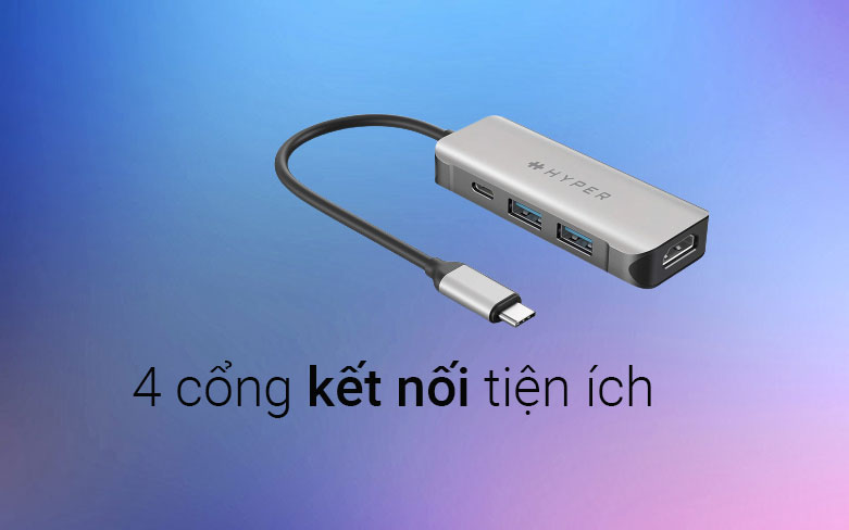 Hub Hyperdriver HDMI 4K 60Hz 4 in 1 USB-C Hub HD41 | 4 cổng kết nối tiện ích